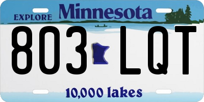 MN license plate 803LQT