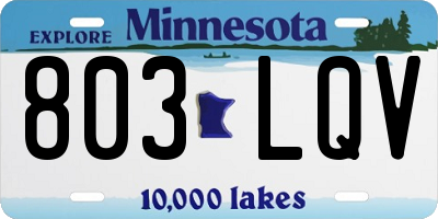 MN license plate 803LQV