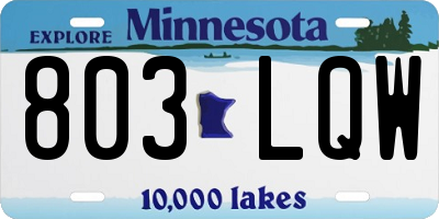 MN license plate 803LQW