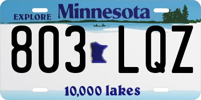 MN license plate 803LQZ