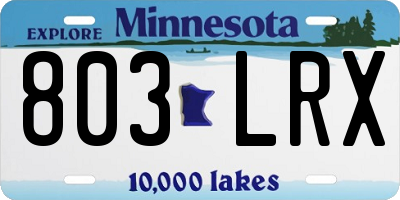MN license plate 803LRX