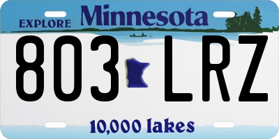 MN license plate 803LRZ