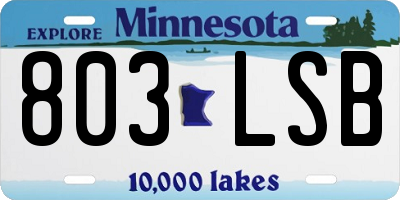 MN license plate 803LSB