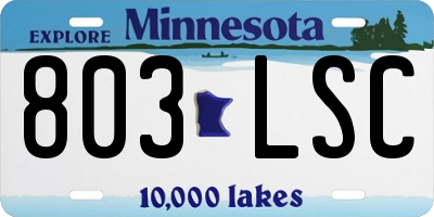 MN license plate 803LSC