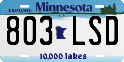 MN license plate 803LSD
