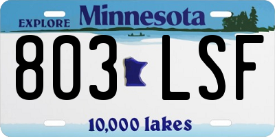 MN license plate 803LSF