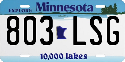 MN license plate 803LSG