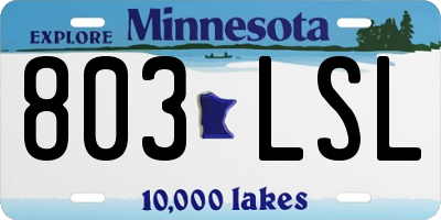 MN license plate 803LSL