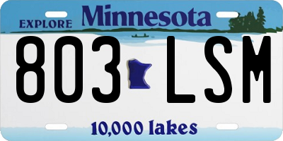 MN license plate 803LSM