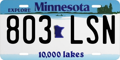 MN license plate 803LSN