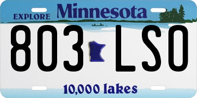 MN license plate 803LSO