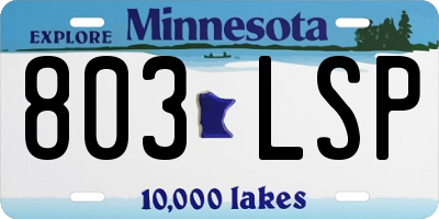 MN license plate 803LSP