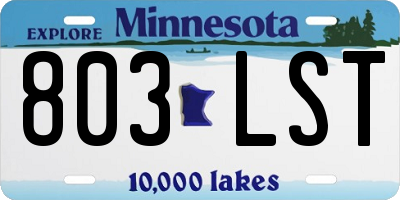 MN license plate 803LST