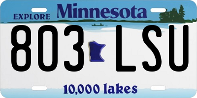 MN license plate 803LSU