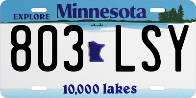 MN license plate 803LSY