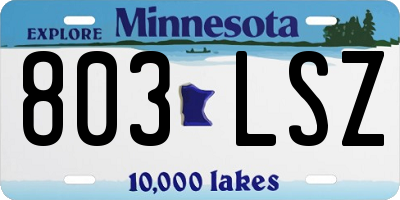 MN license plate 803LSZ