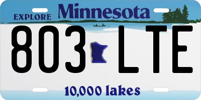 MN license plate 803LTE