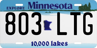 MN license plate 803LTG
