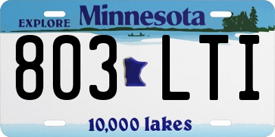MN license plate 803LTI