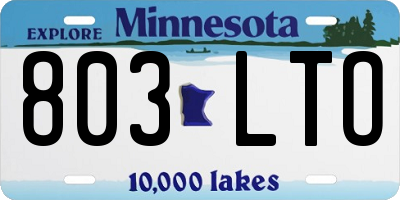 MN license plate 803LTO
