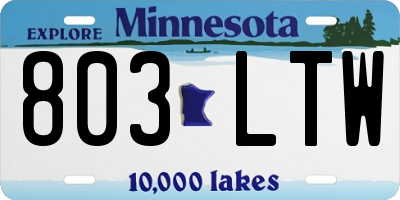 MN license plate 803LTW