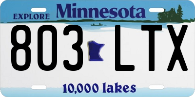 MN license plate 803LTX