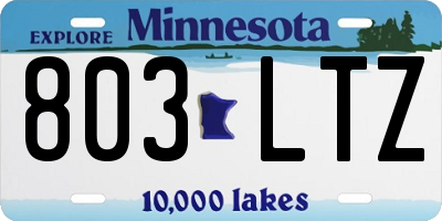 MN license plate 803LTZ