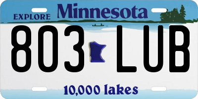 MN license plate 803LUB