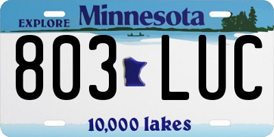 MN license plate 803LUC