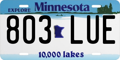 MN license plate 803LUE