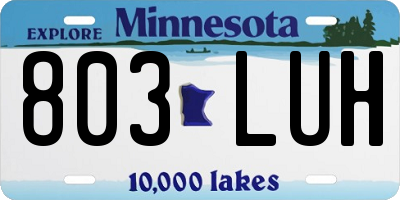 MN license plate 803LUH
