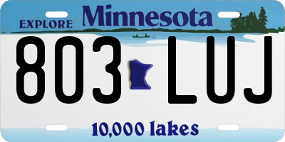 MN license plate 803LUJ