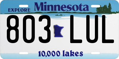 MN license plate 803LUL