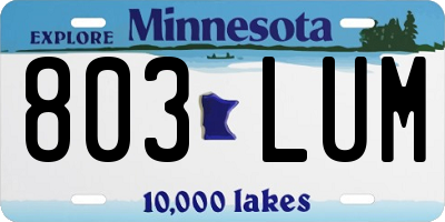 MN license plate 803LUM
