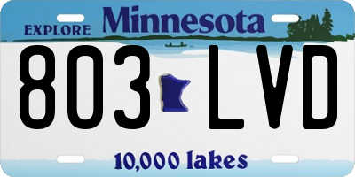MN license plate 803LVD