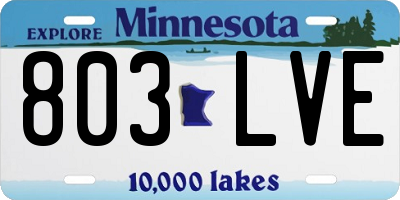 MN license plate 803LVE
