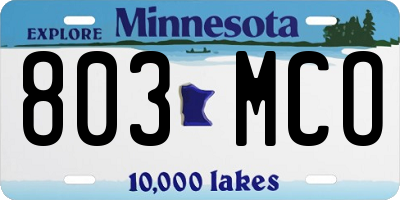 MN license plate 803MCO