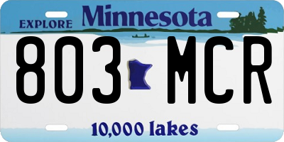 MN license plate 803MCR