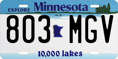 MN license plate 803MGV
