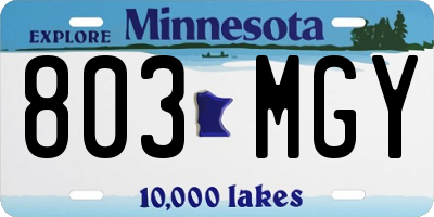 MN license plate 803MGY