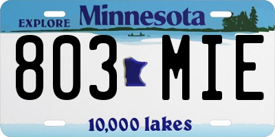 MN license plate 803MIE