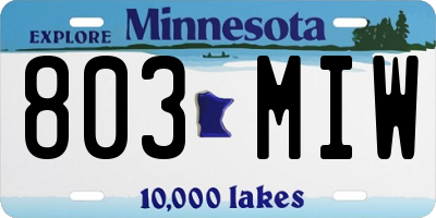 MN license plate 803MIW