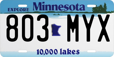MN license plate 803MYX