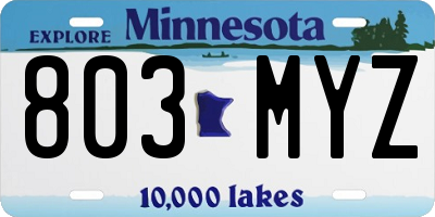 MN license plate 803MYZ