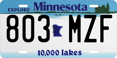 MN license plate 803MZF