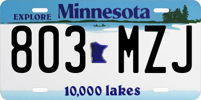 MN license plate 803MZJ