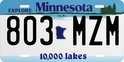 MN license plate 803MZM
