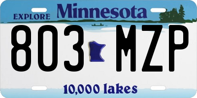 MN license plate 803MZP
