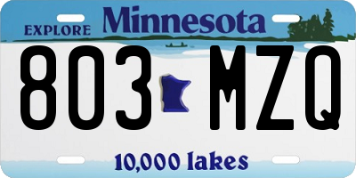 MN license plate 803MZQ