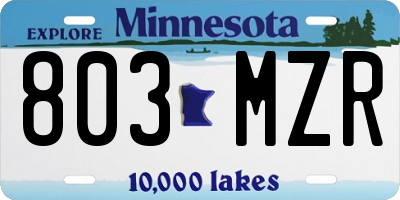 MN license plate 803MZR